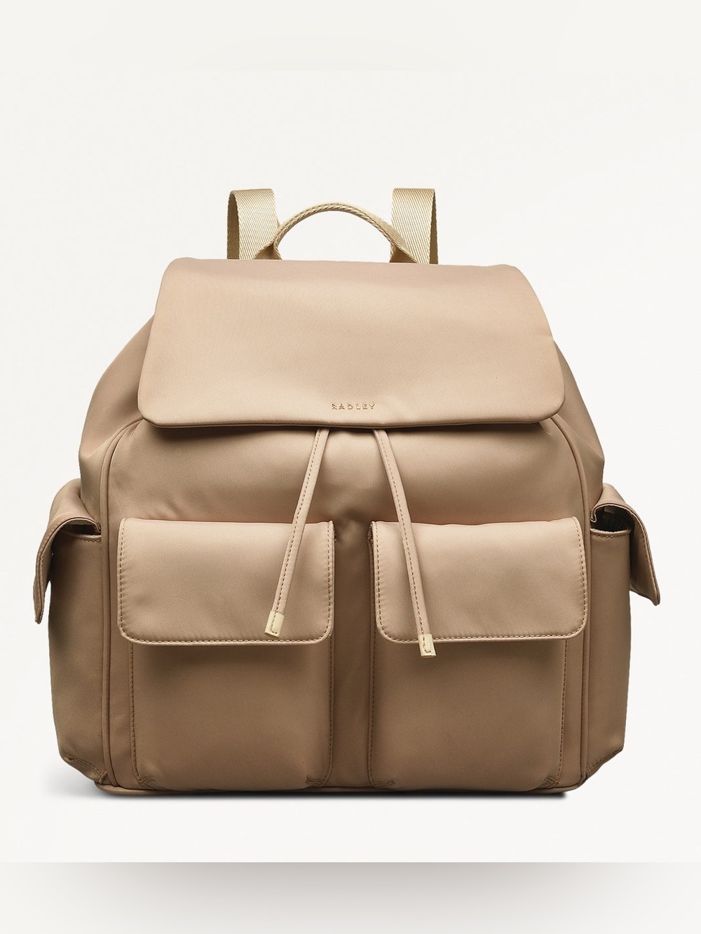 RADLEY LONDON Guilford Grove Nylon Medium Flap Over Drawstring Backpack Beige
